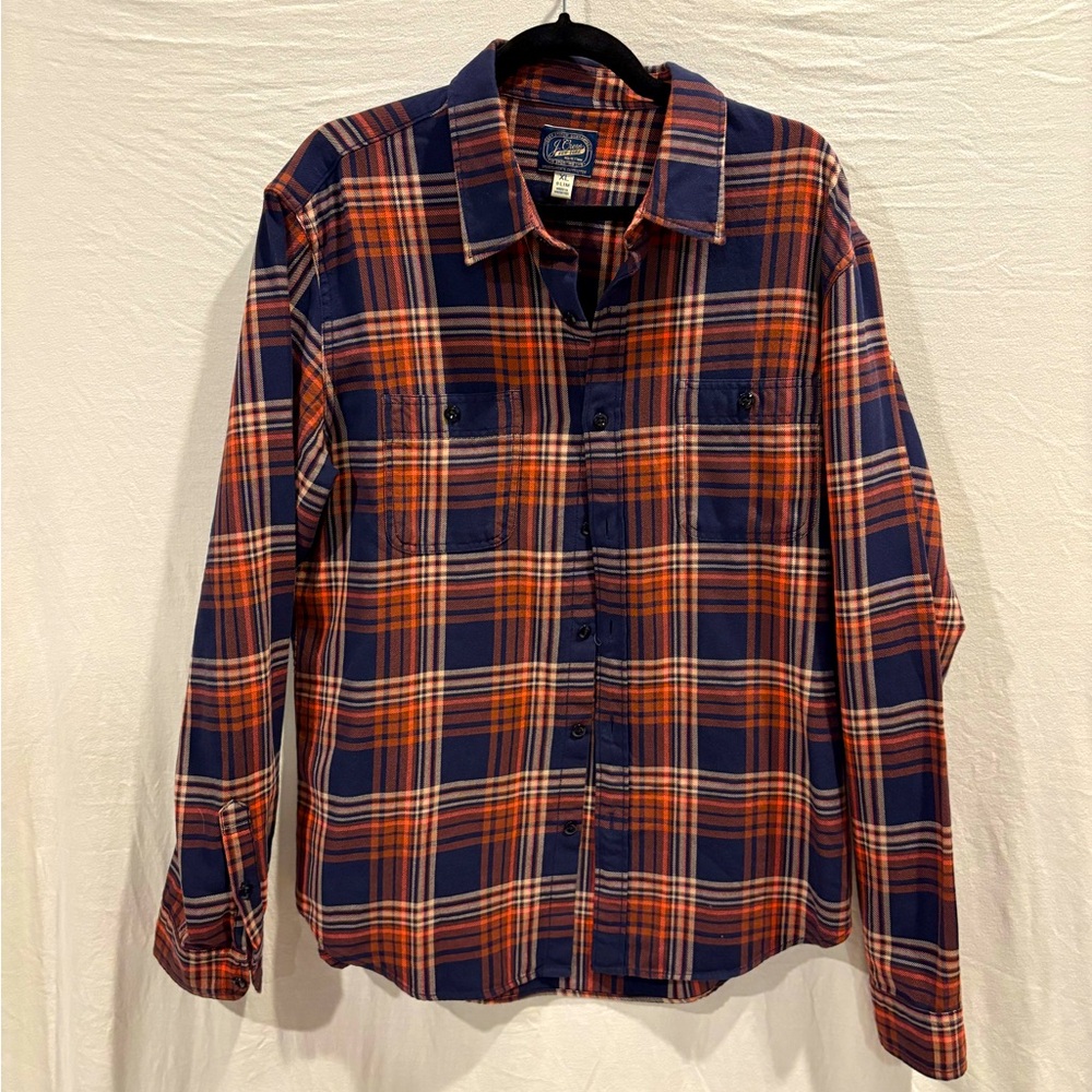 J Crew NY Long-sleeve Plaid Shirt (Black/Brown/White/Orange)